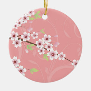Soft roze Cherry Blossom Keramisch Ornament