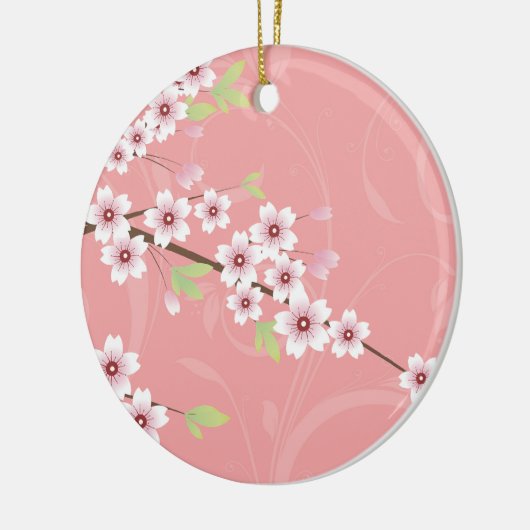 Soft roze Cherry Blossom Keramisch Ornament (Links)