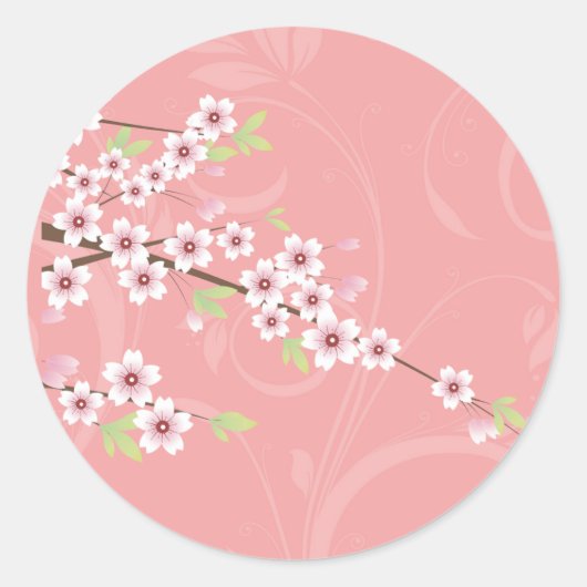 Soft roze Cherry Blossom Ronde Sticker (Voorkant)