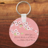 Soft roze Cherry Blossom Sleutelhanger (Voorkant)