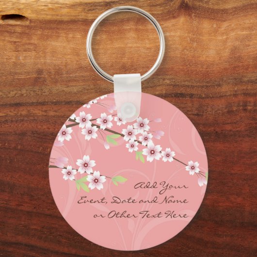 Soft roze Cherry Blossom Sleutelhanger (Voorkant)