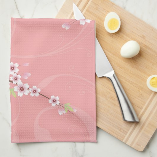 Soft roze Cherry Blossom Theedoek (Quarter Fold)