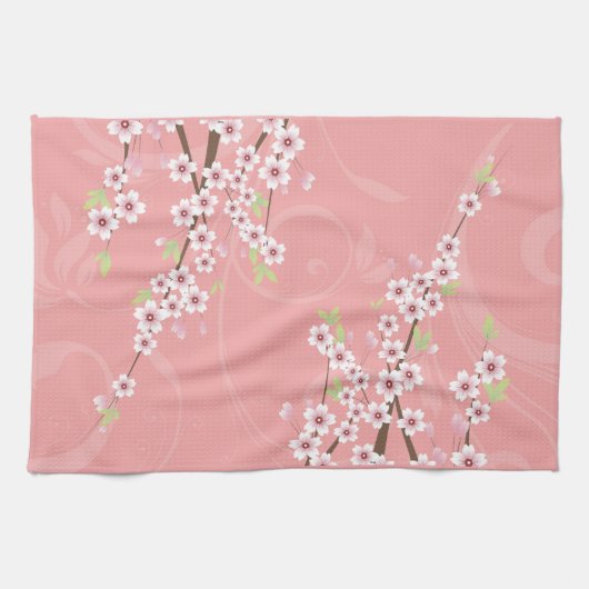 Soft roze Cherry Blossom Theedoek (Horizontaal)