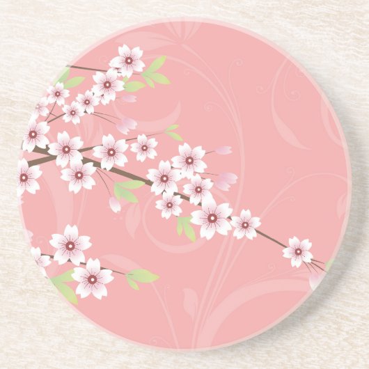 Soft roze Cherry Blossom Zandsteen Onderzetter (Voorkant)