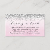 Soft roze en Silver Baby shower Book Request Card Informatiekaartje (Voorkant)