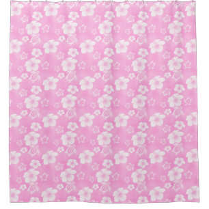 Soft roze en White Hawaii Turtle Shower Curta Douchegordijn