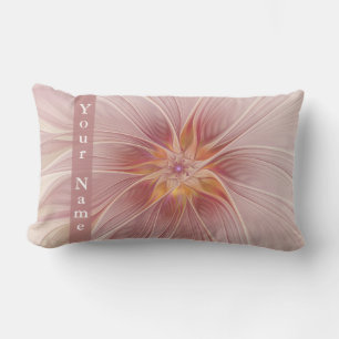 Soft roze Floral Dream Abstract Moderne Naam Kussen