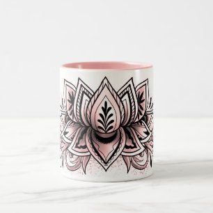 Soft roze Lotus Mandala Tea Hot Cocoa Chocolade Tweekleurige Koffiemok
