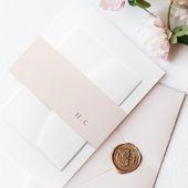 Soft roze monogram Simple Plain Modern Wedding Uitnodigingen Wikkel