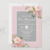 Soft roze Roses Floral Vow Renewal Invite Kaart (Voorkant)