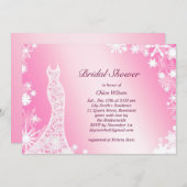 Soft roze Snowflakes Bridal Shower Invitation 3 Kaart (Voorkant / Achterkant)