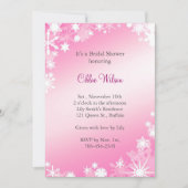 Soft roze Snowflakes Bridal Shower Invitation Kaart (Voorkant)
