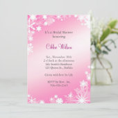 Soft roze Snowflakes Bridal Shower Invitation Kaart (Staand voorkant)