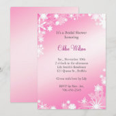 Soft roze Snowflakes Bridal Shower Invitation Kaart (Voorkant / Achterkant)