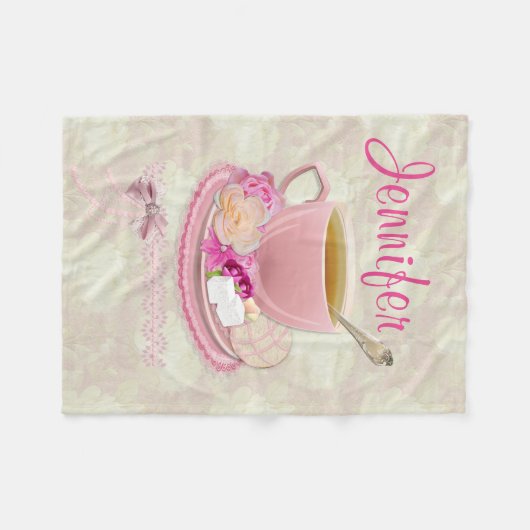 Soft roze thea Party Fleece Deken (Voorkant (Horizontaal))