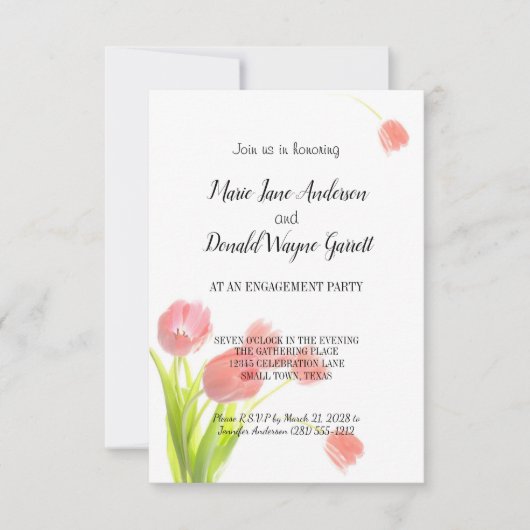 Soft roze Tulips Engagement Party (Voorkant)