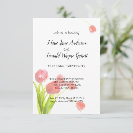 Soft roze Tulips Engagement Party (Staand voorkant)