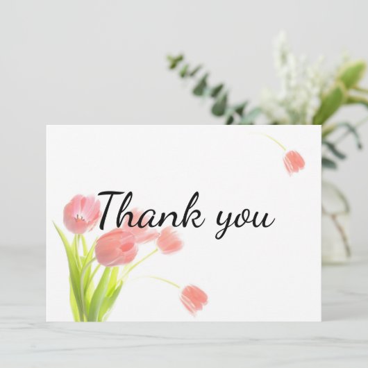 Soft roze tulpen bedankkaart (Staand voorkant)