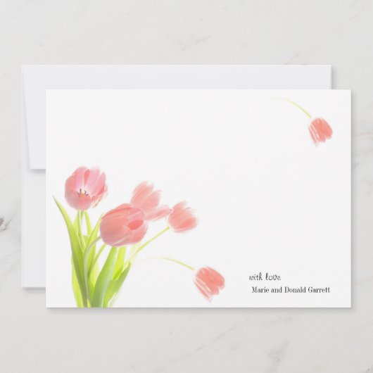 Soft roze tulpen bedankkaart (Achterkant)