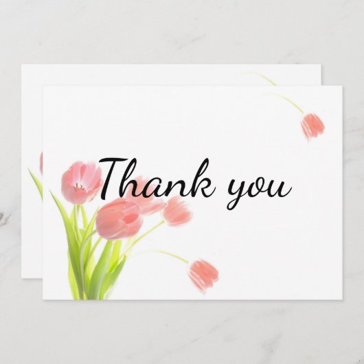 Soft roze tulpen bedankkaart (Voorkant / Achterkant)