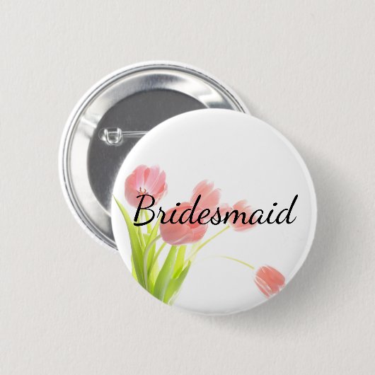 Soft roze tulpen Bridesmaid Ronde Button 5,7 Cm (Voorkant /achterkant)