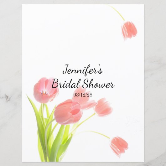 Soft roze tulpen Elegant Bridal Bingo (Achterkant)