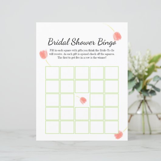 Soft roze tulpen Elegant Bridal Bingo (Staand voorkant)