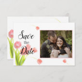 Soft roze tulpen save the date (Voorkant / Achterkant)