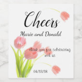 Soft roze tulpen wijn etiket (Enkel label)