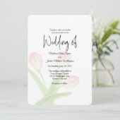 Soft roze Tulps Waterverf Weddenschap Kaart (Staand voorkant)