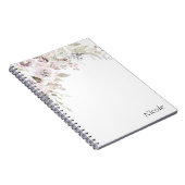 Soft roze Waterverf Elegant Floral Glam Custom Notitieboek (Rechterzijde)