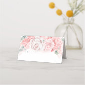 Soft roze Waterverf Flowers Elegant Wedding Plaatskaartje (Achterkant)