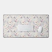 Soft roze Waterverf Patroon Bureaumat (Keyboard & Muis)