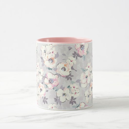 Soft roze Waterverf Patroon Mok (Midden)