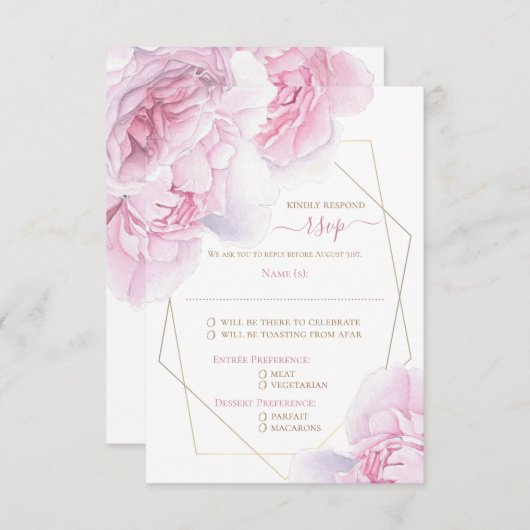 Soft roze waterverf pony bruiloft RSVP (Voorkant / Achterkant)