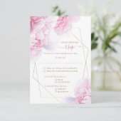 Soft roze waterverf pony bruiloft RSVP Kaartje (Staand voorkant)