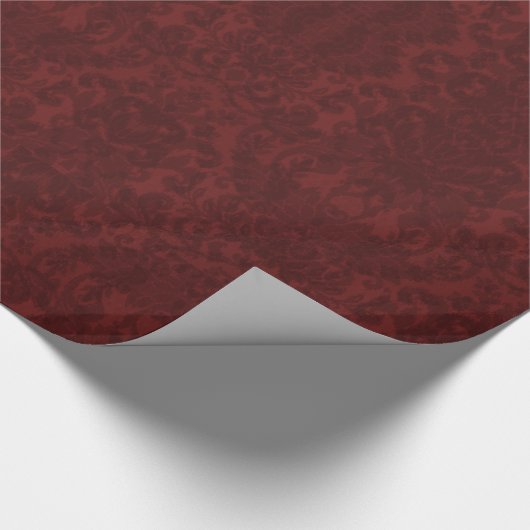 Soft Ruby Red Damask Gothic Art Print Cadeaupapier (Hoek)