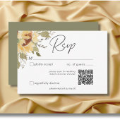 Soft Rustic Large Boho Zonnebloemen Wedding QR Cod RSVP Kaartje