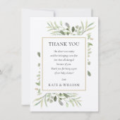 Soft Rustic Leaves Greenery Baby shower Poem Bedankkaart (Voorkant)