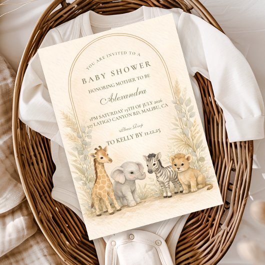 Soft Safari Jungle Baby Shower Kaart