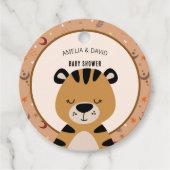 Soft Safari Tiger Celestial Neutral Baby Shower Bedankjes Labels (Voorkant)