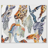 Soft Safari Waterverf Collage Cadeaupapier (Vlak)
