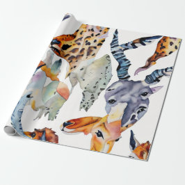 Soft Safari Waterverf Collage Cadeaupapier