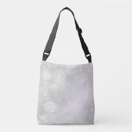 Soft sage and frosted white florals AI art  Crossbody Tas