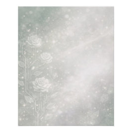 Soft sage and frosted white florals AI art  Perfect Poster