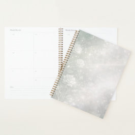 Soft sage and frosted white florals AI art  Planner