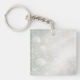 Soft sage and frosted white florals AI art  Sleutelhanger