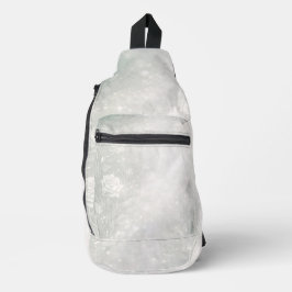 Soft sage and frosted white florals AI art  Sling Bag