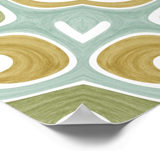Soft Sage and Gold Geometric Mandala Pattern Poster (Hoek)