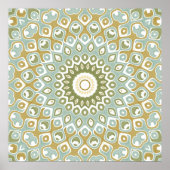 Soft Sage and Gold Geometric Mandala Pattern Poster (Voorkant)